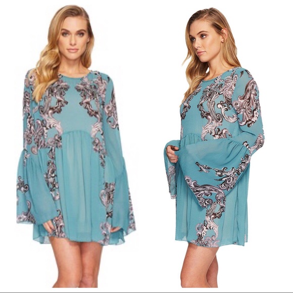 Free People Dresses & Skirts - Free People Teal Printed Symphony Dress